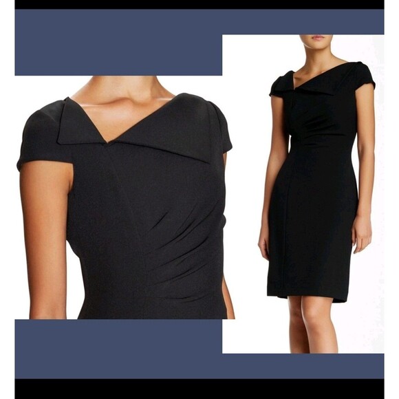 Tahari Arthur S. Levine Black Cap Sleeves Seam Ascent Sheath Dress New Was $128 - Picture 1 of 10